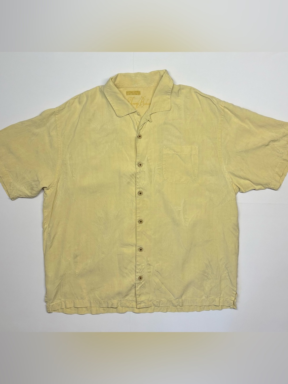 Tommy Bahama Pale Yellow Camp Collar Button-Down Shirt